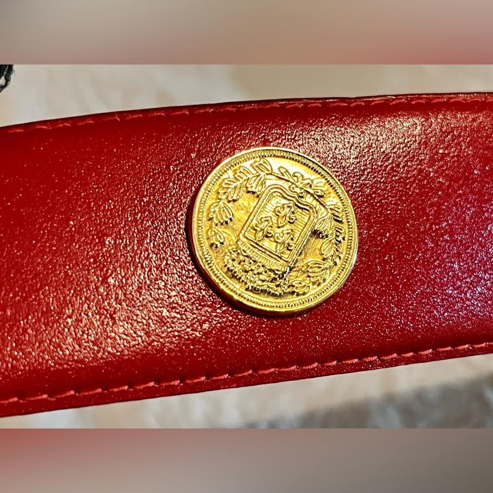Arrivanto Red Leather Belt with Coins - Picture 5 of 9